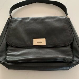 KATE SPADE SMOOTH BLACK LEATHER IRVING PLACE NICOLINE SATCHEL SHOULDER BAG NEW